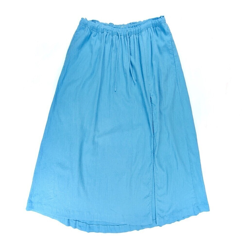ABERCROMBIE Linen Resort A-Line High Rise Tie Waist Slit Maxi Skirt Minimal XLP